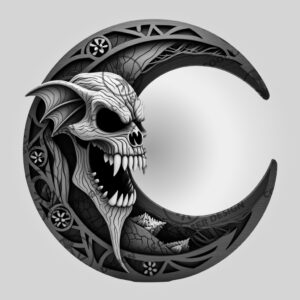 Halloween 3D Crescent Moon Emblem, Wicked Laser Engraving