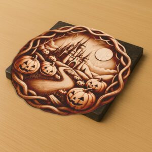 Halloween 3D Illusion Engraving File, Enchanted Castle Pumpkin