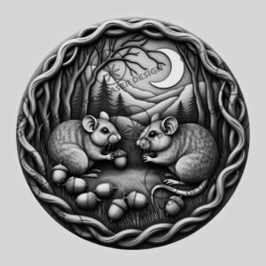 Halloween 3D Illusion Laser Engraving Design, Mice and