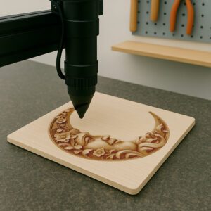 Halloween 3D Illusion Laser Engraving File, Carved Crescent