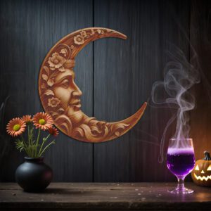 Halloween 3D Illusion Laser Engraving File, Carved Crescent