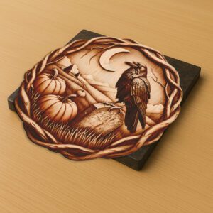 Halloween 3D Illusion Laser Engraving File, Crow Gravestone,