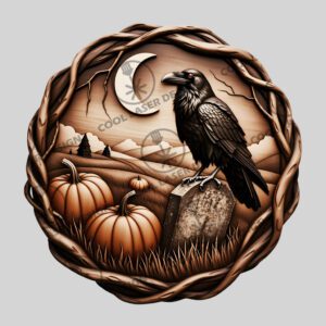 Halloween 3D Illusion Laser Engraving File, Crow Gravestone,