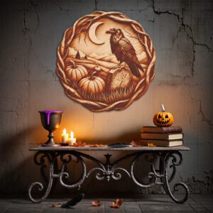 Halloween 3D Illusion Laser Engraving File, Crow Gravestone,