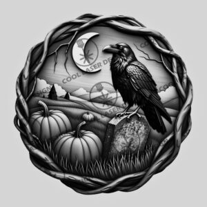Halloween 3D Illusion Laser Engraving File, Crow Gravestone,