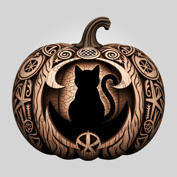 Halloween 3D Illusion Laser Engraving File, Pumpkin, Black