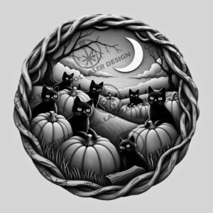 Halloween 3D Illusion Laser Engraving File, Pumpkin Patch