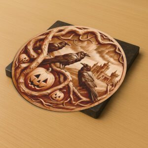 Halloween 3D Illusion Laser Engraving File, Spooky Crows
