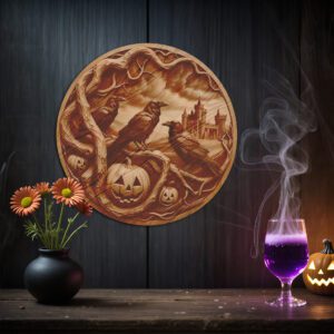 Halloween 3D Illusion Laser Engraving File, Spooky Crows