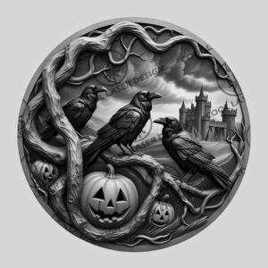 Halloween 3D Illusion Laser Engraving File, Spooky Crows