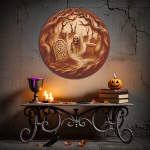 Halloween 3D Illusion Laser Engraving File, Spooky Graveyard,