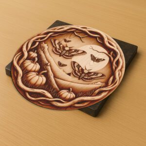 Halloween 3D Illusion Laser File, Moth Engraving Art,