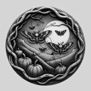 Halloween 3D Illusion Laser File, Moth Engraving Art,