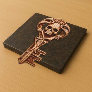 Halloween 3D Illusion Laser File, Skeleton Key Engraving