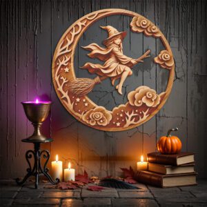 Halloween 3D Illusion Laser File, Witch and Moon