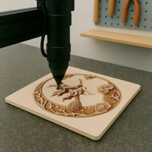 Halloween 3D Illusion Laser File, Witch and Moon