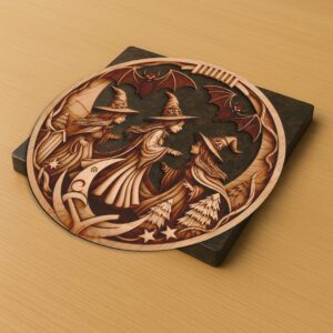Halloween 3D Illusion Laser File, Witches Dancing, Bats,