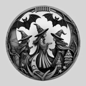 Halloween 3D Illusion Laser File, Witches Dancing, Bats,