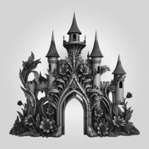 Halloween 3D Illusion Wooden Castle Facade, Laser File