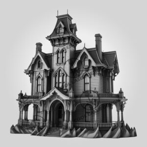 Halloween 3D Laser Engraving File, Haunted Castle Facade,