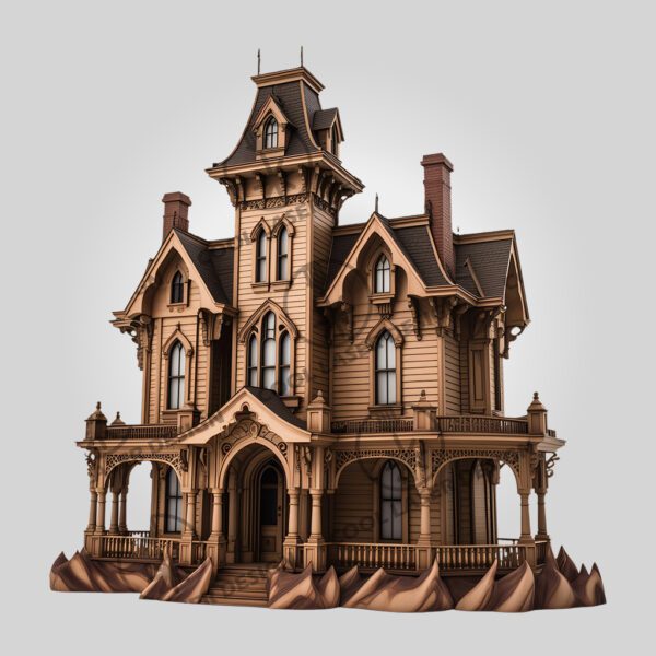 Halloween 3D Laser Engraving File, Haunted Castle Facade,