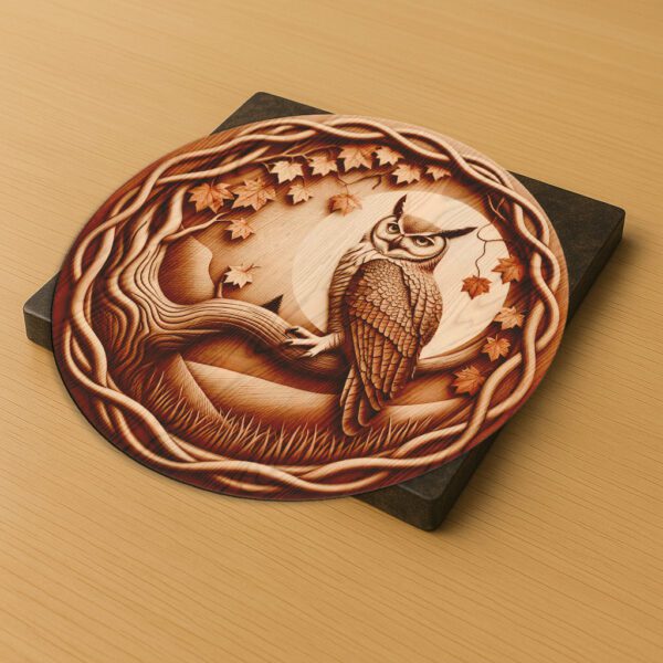 Halloween 3D Laser Engraving File, Wise Owl Illusion,
