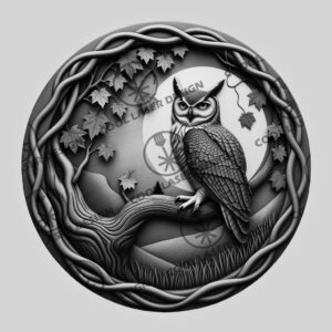Halloween 3D Laser Engraving File, Wise Owl Illusion,