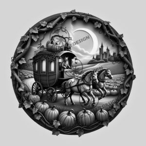 Halloween 3D Pumpkin Carriage Procession, Laser Ready File