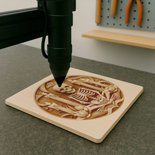 Halloween 3D Skeleton with Candles Laser Engraving Design