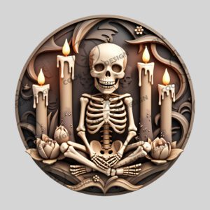 Halloween 3D Skeleton with Candles Laser Engraving Design