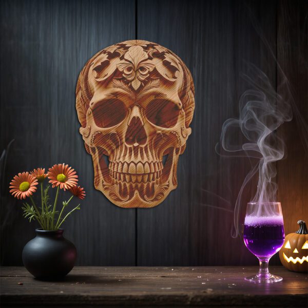 Halloween 3D Skull Laser Engraving File, Detailed Illusion