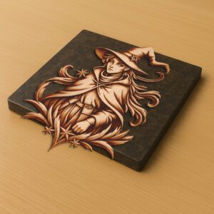 Halloween 3D Witch Laser Engraving File, Wooden Silhouette,