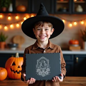 Halloween Black Cat Slate Cheese Board, Laser Engraved,