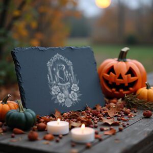 Halloween Black Cat Slate Cheese Board, Laser Engraved,