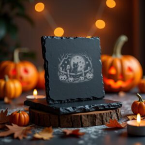 Halloween Cat Laser Engraving PNG, Spooky Black Cat