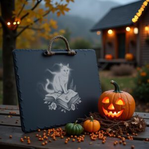 Halloween Cat Laser File for Slate Cheese Board,