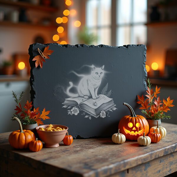 Halloween Cat Laser File for Slate Cheese Board,