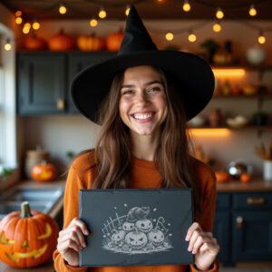 Halloween Cheese Board Laser Engraving File, Black Cat,