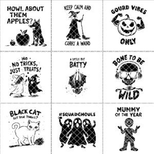 Halloween Coaster Bundle, 9 Funny Spooky Engraving Designs