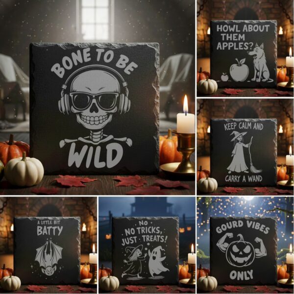 Halloween Coaster Bundle, 9 Funny Spooky Engraving Designs