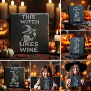 Halloween Coaster Engraving Bundle, Funny Spooky Slate Designs,