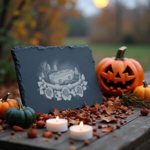 Halloween Coffin Charcuterie Board, Engraved Slate Cheese Tray,