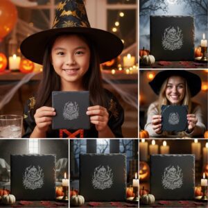 Halloween Engraving File Bundle, Spooky Slate Coaster PNG