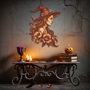 Halloween Floral Witch 3D Illusion, Laser Engraving Design