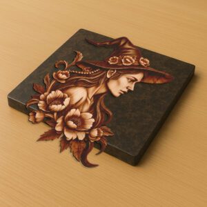 Halloween Floral Witch 3D Illusion, Laser Engraving Design