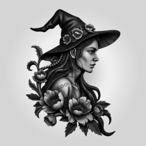 Halloween Floral Witch 3D Illusion, Laser Engraving Design