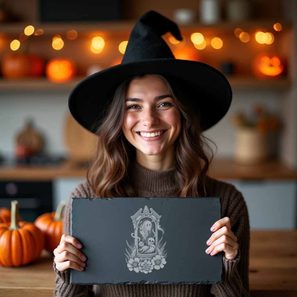 Halloween Grandfather Clock Laser Engraving File, Slate Cheese