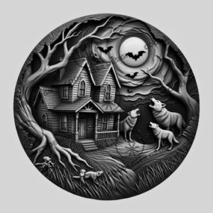Halloween Haunted House 3D Illusion Laser Engraving File,