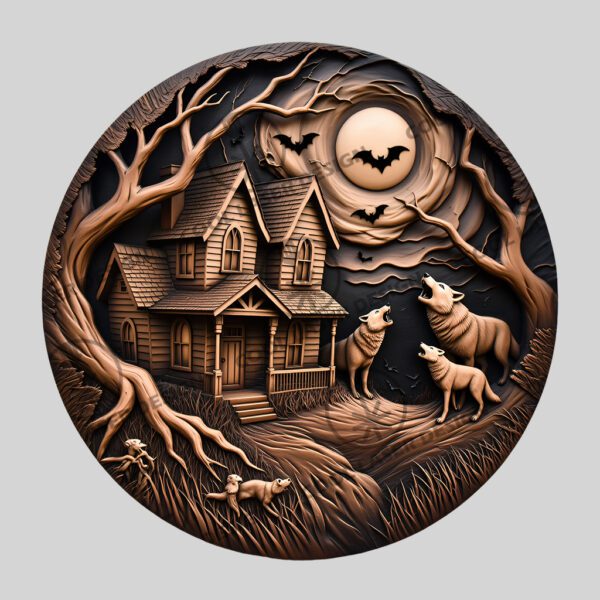 Halloween Haunted House 3D Illusion Laser Engraving File,