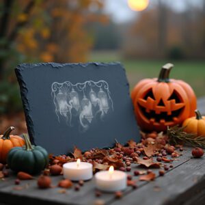 Halloween Haunted Lantern Row Laser Engraving for Slate
